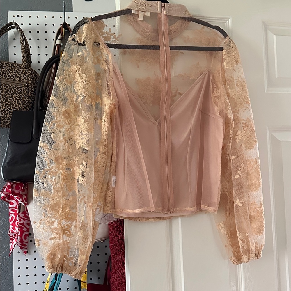 Peach Couture Lace Blouse • LIKE NEW - Picture 5 of 6